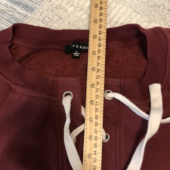 Ellie & Kate Womens Sweatshirt Dress Sz XL Burgundy Ties High Low Comfy Cozy - Picture 10 of 11